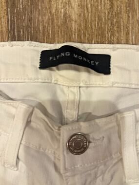 Flying Monkey Women’s Casual White Denim Jeans Solid 5-Pocket Button Zip 25